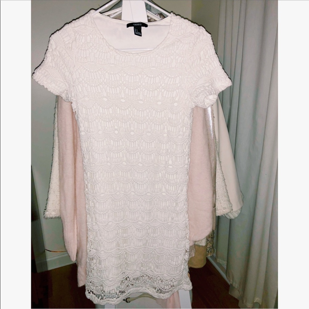 White lace shift dress